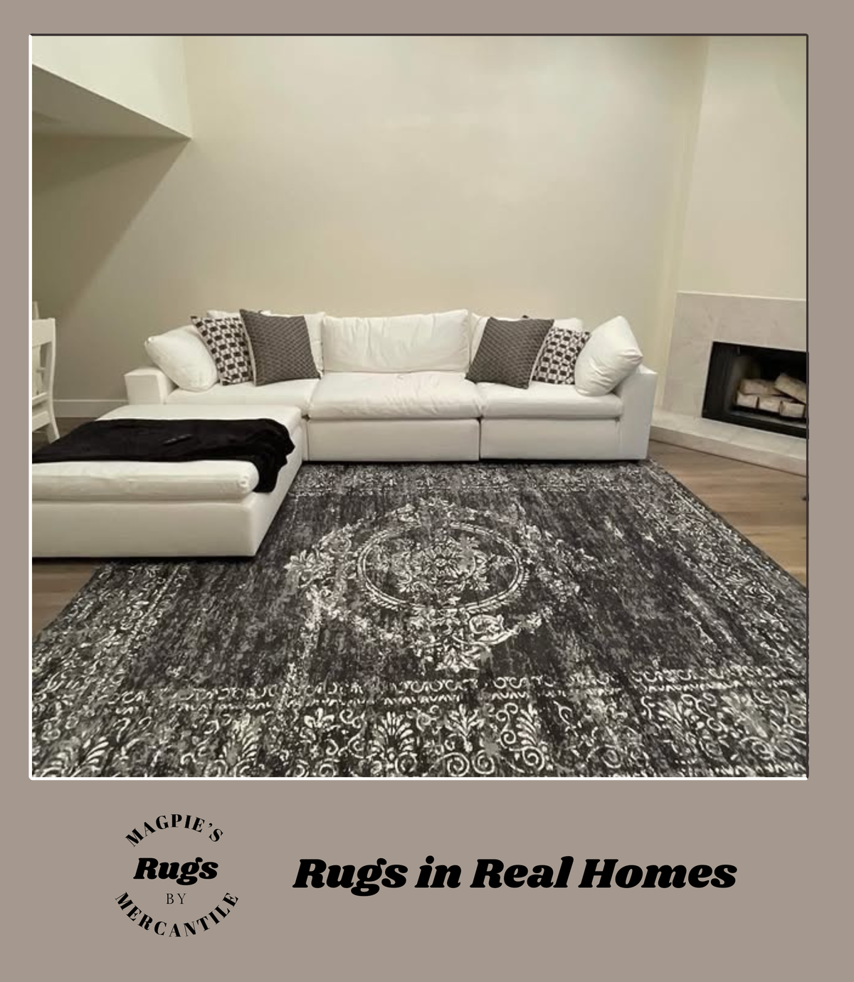 Black Medallion MM-09 Machine Washable Area Rug