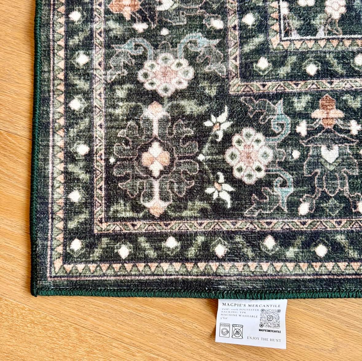 Forest and Blooms MM-16 Machine Washable Rug