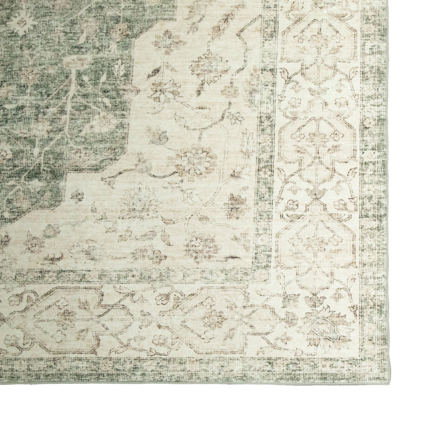 Green Medallion MM-12 Machine Washable Area Rug