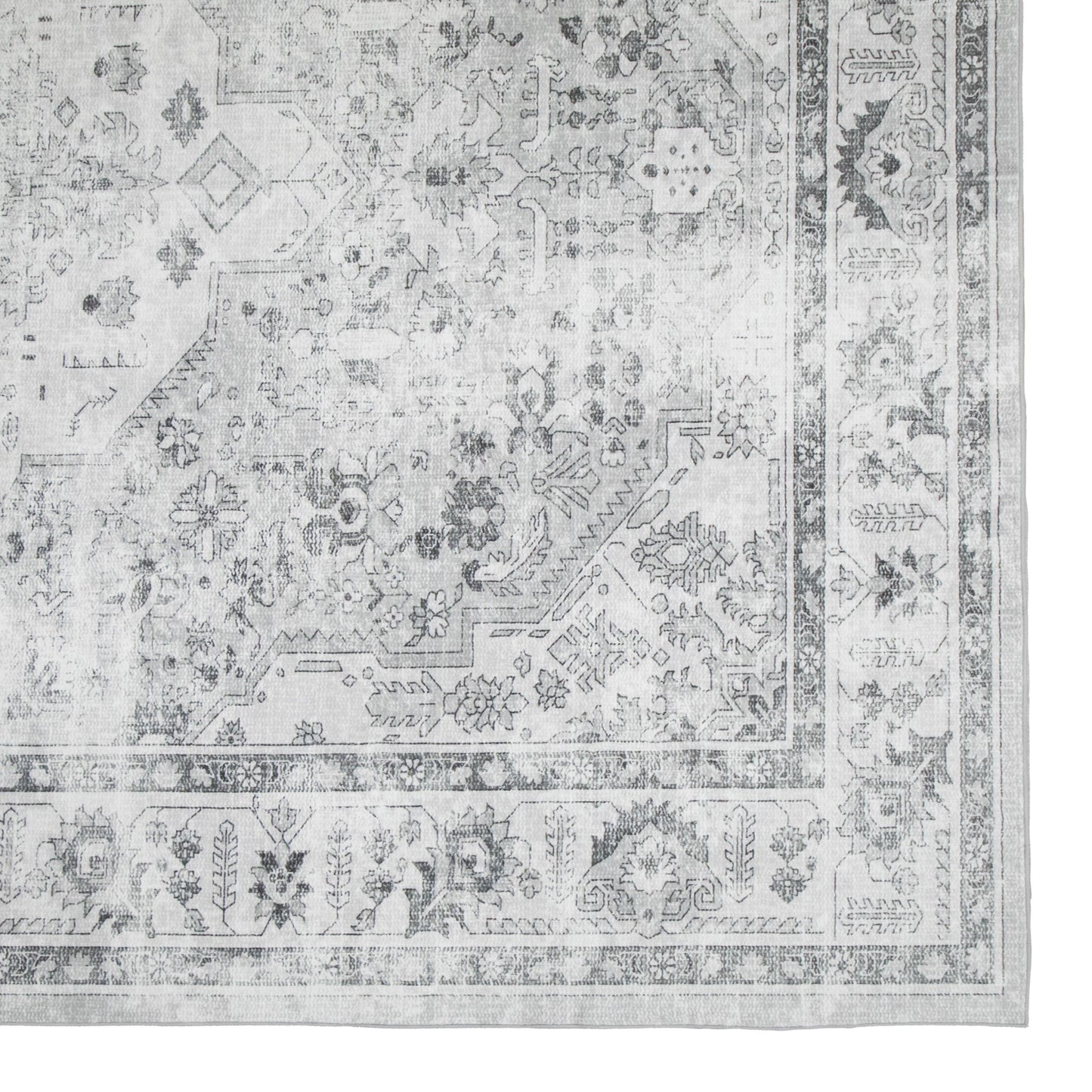 Light Greys MM-01 Machine Washable Area Rug