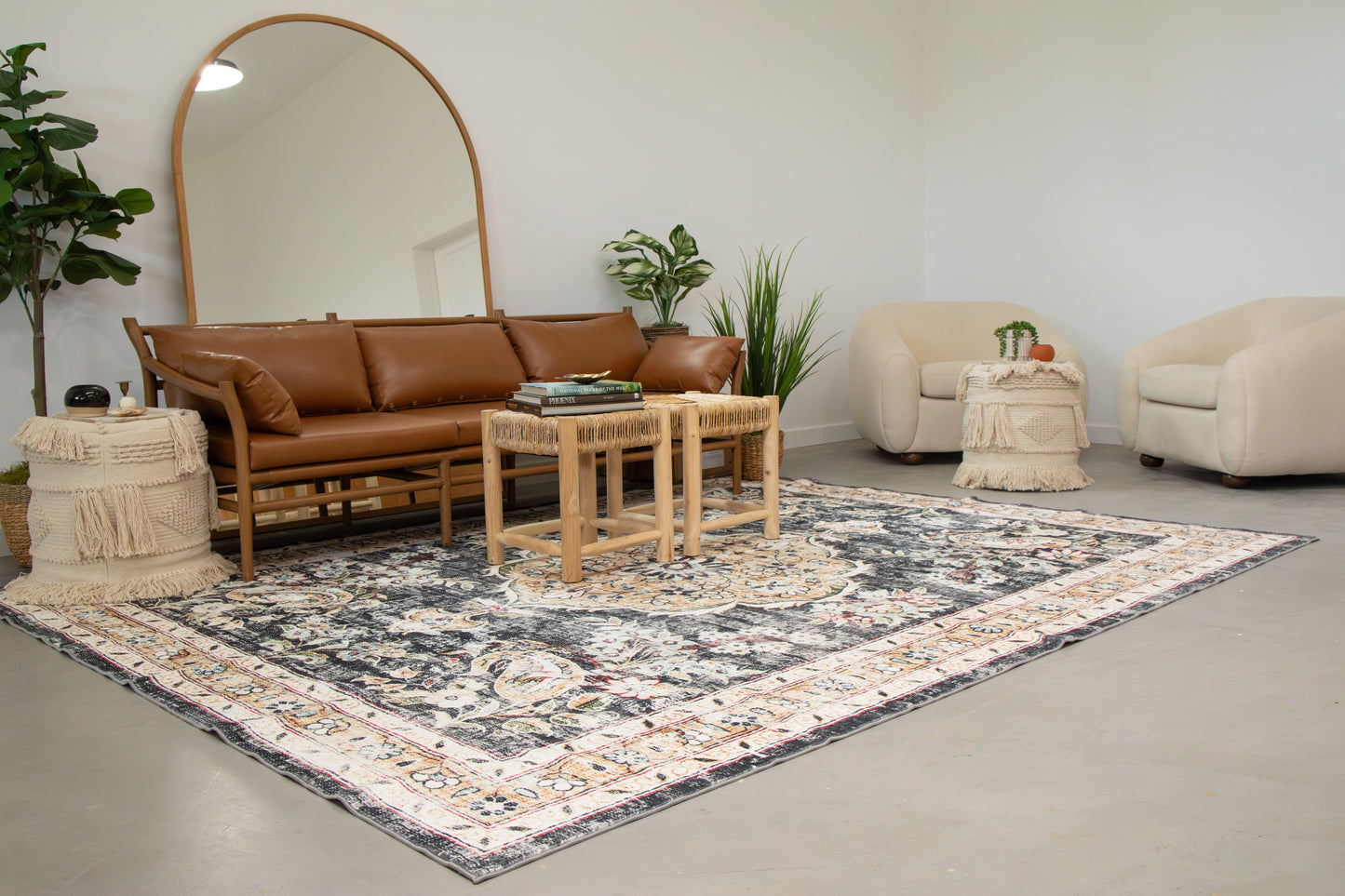Black/Multi Medallion MM-05 Machine Washable Area Rug