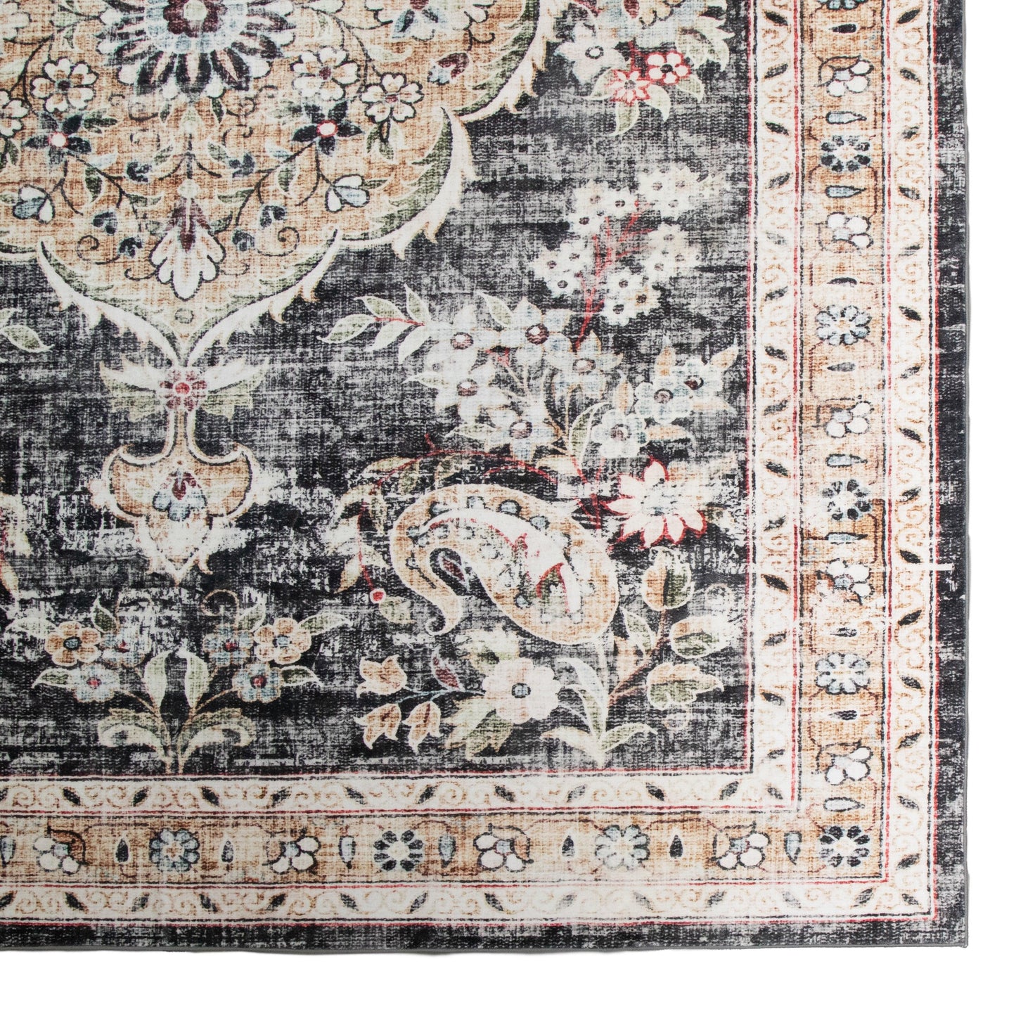Black/Multi Medallion MM-05 Machine Washable Area Rug